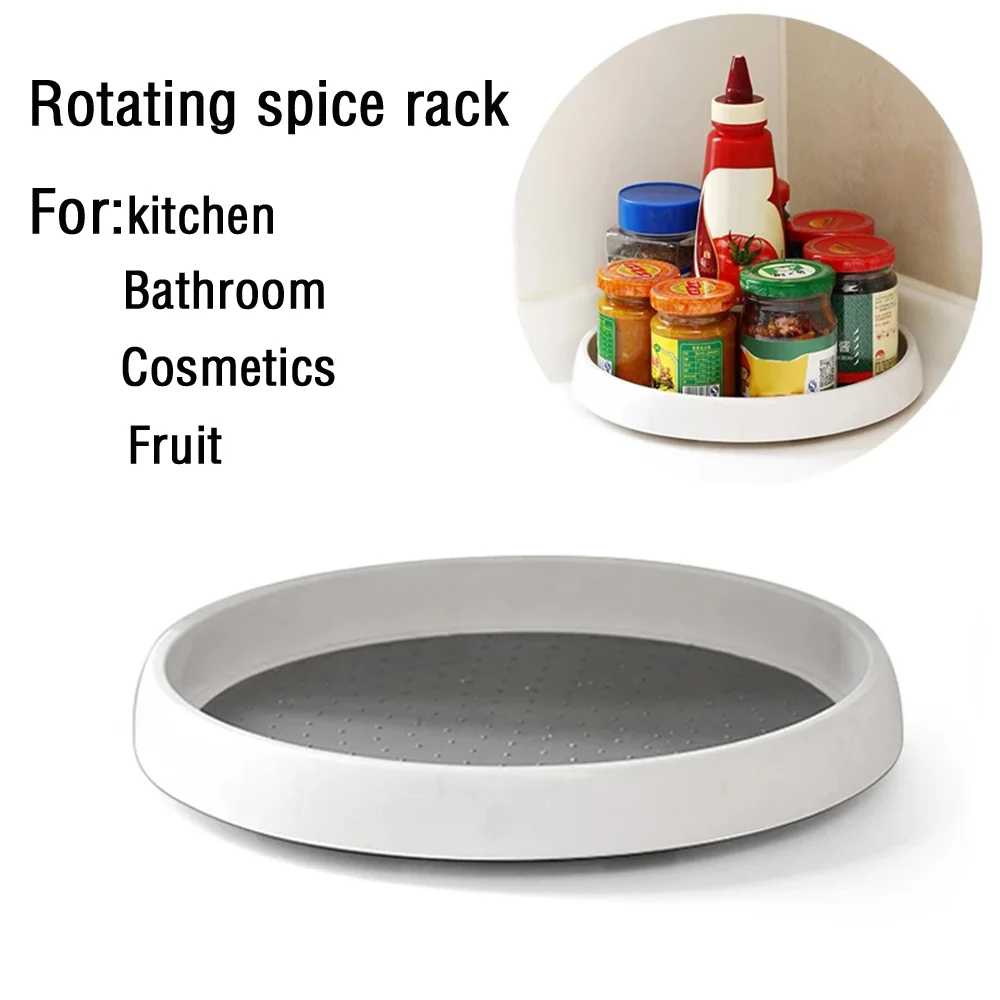 360 Rotating Tray Cosmetics Organizer Tray Kitchen Cabinet Countertop Storage Tray
