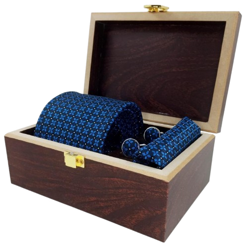 Tie Cufflink Hanky Wooden Packaging Box