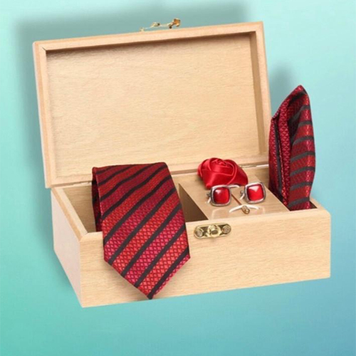 Fancy Tie And Cufflink Wooden Packaging MDF Box