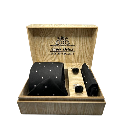 Black Tie And Cufflink Wooden Packaging Box
