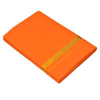 Orange Cotton Dhoti - Color: White
