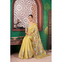 Crush Tissue Applique With Pita Work Saree