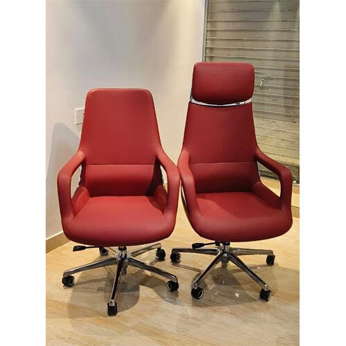 Executive Office Chair - Leather & Stainless Steel , Standard Size, Black Or Brown Options, Handmade & Comfortable Design