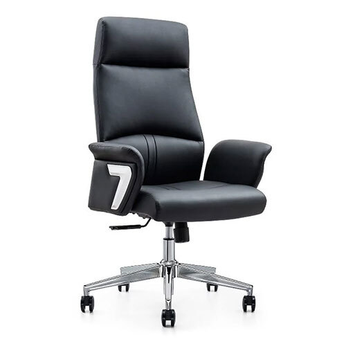Executive Office Chair - Leather & Stainless Steel , Standard Size, Black Or Brown Options, Handmade & Comfortable Design
