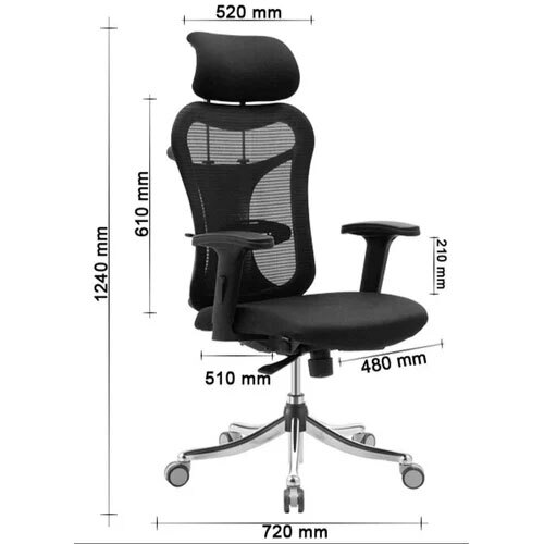 1240mm Mesh High Back Rev olving Chair