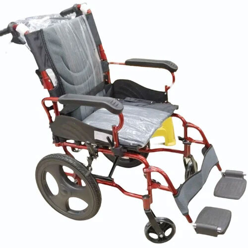 Grey Aluminum Manual Wheel Chair - Material: Mild Steel