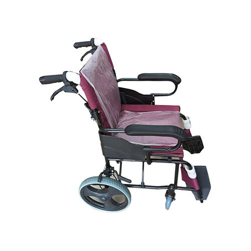 Maroon Folding Wheel Chair