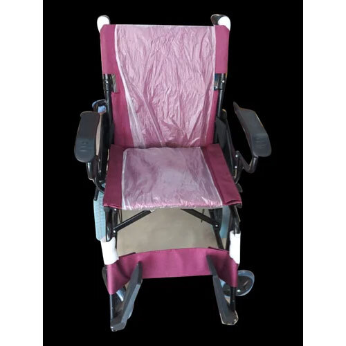 Maroon Folding Wheel Chair