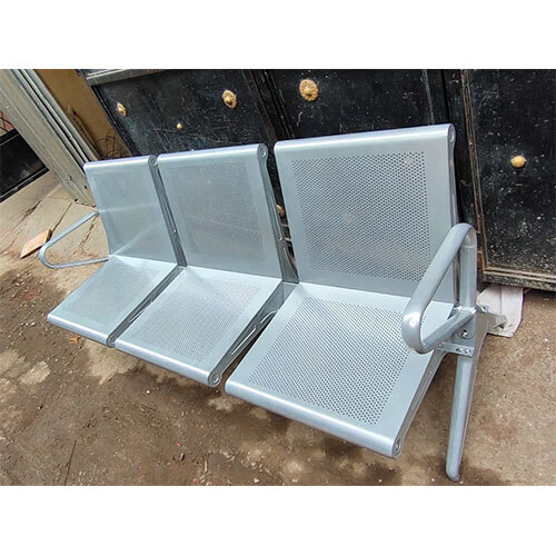 Black Mild Steel 3 Seater Waiting Chair