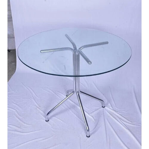 Glass Top Round SS Table