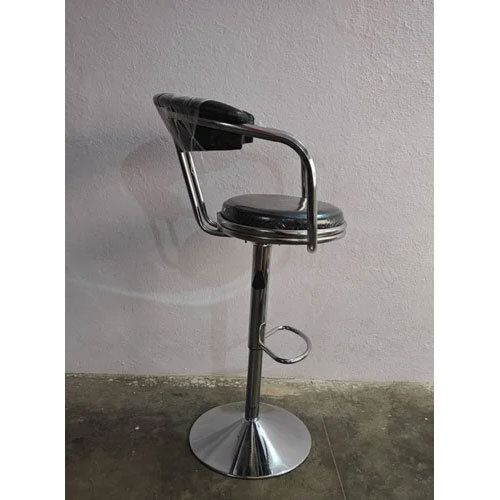Black Leather SS Bar Revo lving Chair