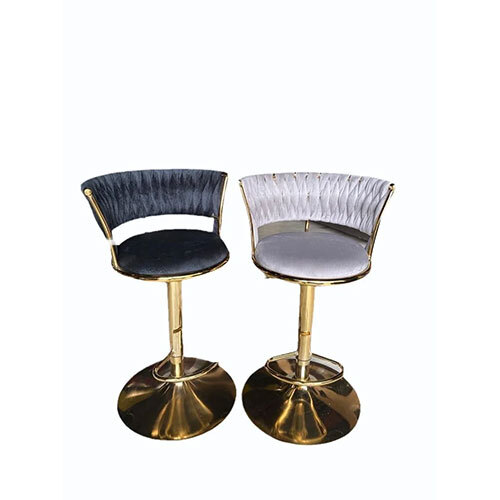 Grey Velvet Go ld B ar Revolvi ng Sitting Chair