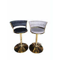 Grey Velvet Go ld B ar Revolvi ng Sitting Chair