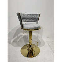 Grey Velvet Go ld B ar Revolvi ng Sitting Chair