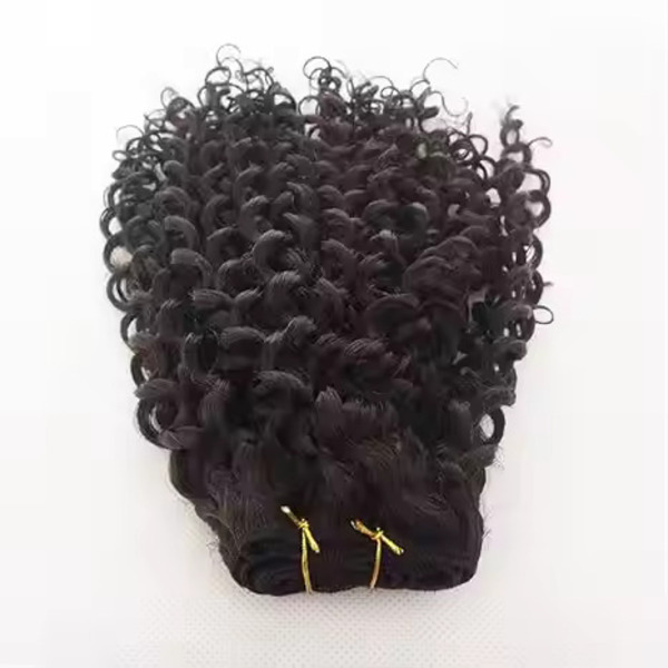 100% Remy Weft Human Hair Extension Deep Curly Hair 3 Bundles Black Color 14in