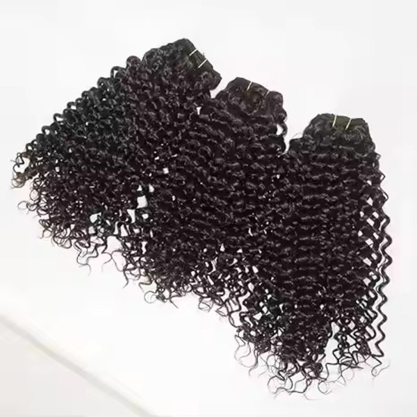 100% Remy Human Hair Extension Deep Curly Hair 3 Bundles Black Color 14" - Design: N/a