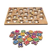 Small Alphabet Puzzle Wooden Educational Alphabet With Corresponding Photo - Color: Multi Color
