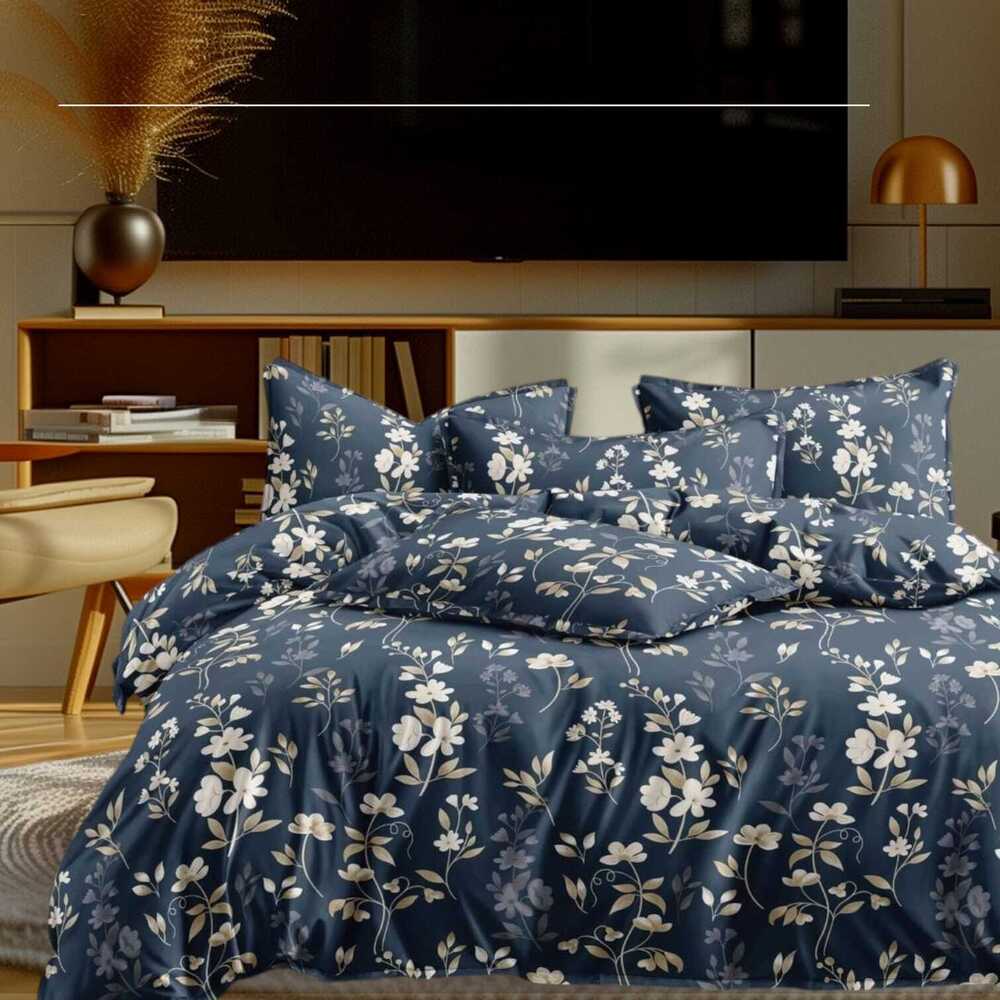 Glace Cotton Bedsheet Double Bed - Glace Cotton, Double Size, Multicolor Floral | Fade Resistant, Durable, Soft Finish