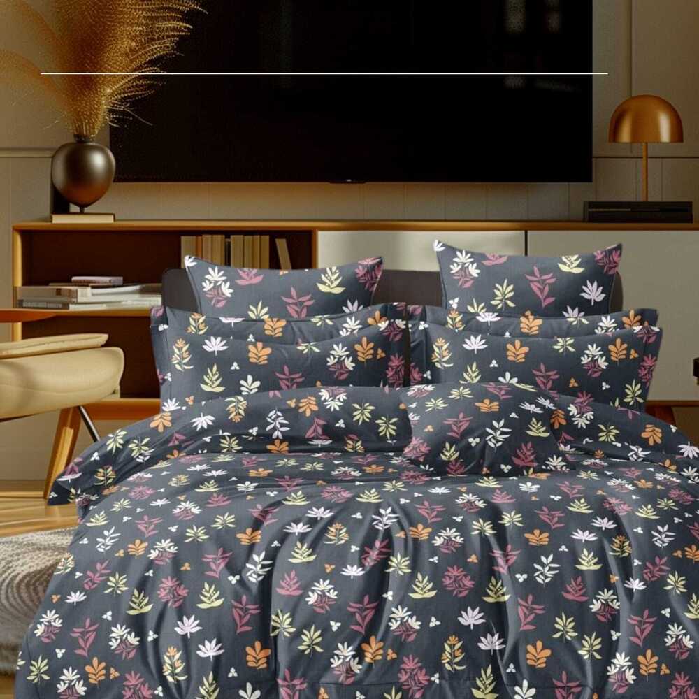 Glace Cotton Bedsheet Double Bed - Glace Cotton, Double Size, Multicolor Floral | Fade Resistant, Durable, Soft Finish