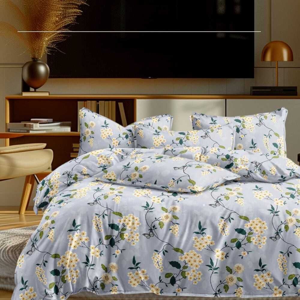 Glace Cotton Bedsheet Double Bed - Glace Cotton, Double Size, Multicolor Floral | Fade Resistant, Durable, Soft Finish
