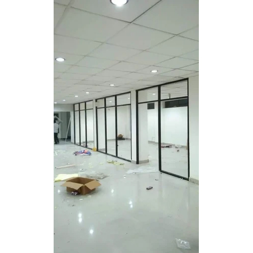 Toughened Glass Black Aluminum Office Partition - Features: Durable