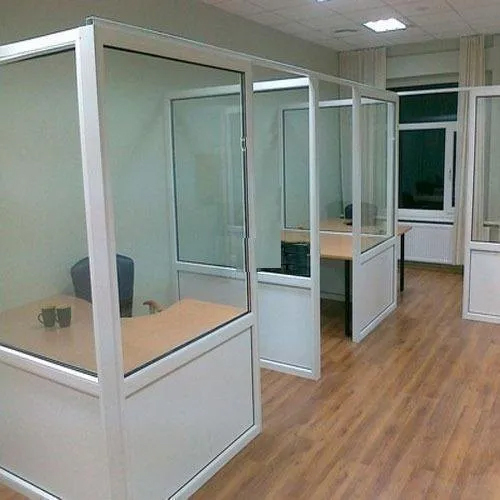 9 Feet Hinged Aluminium Office Cabin Partition - Color: White