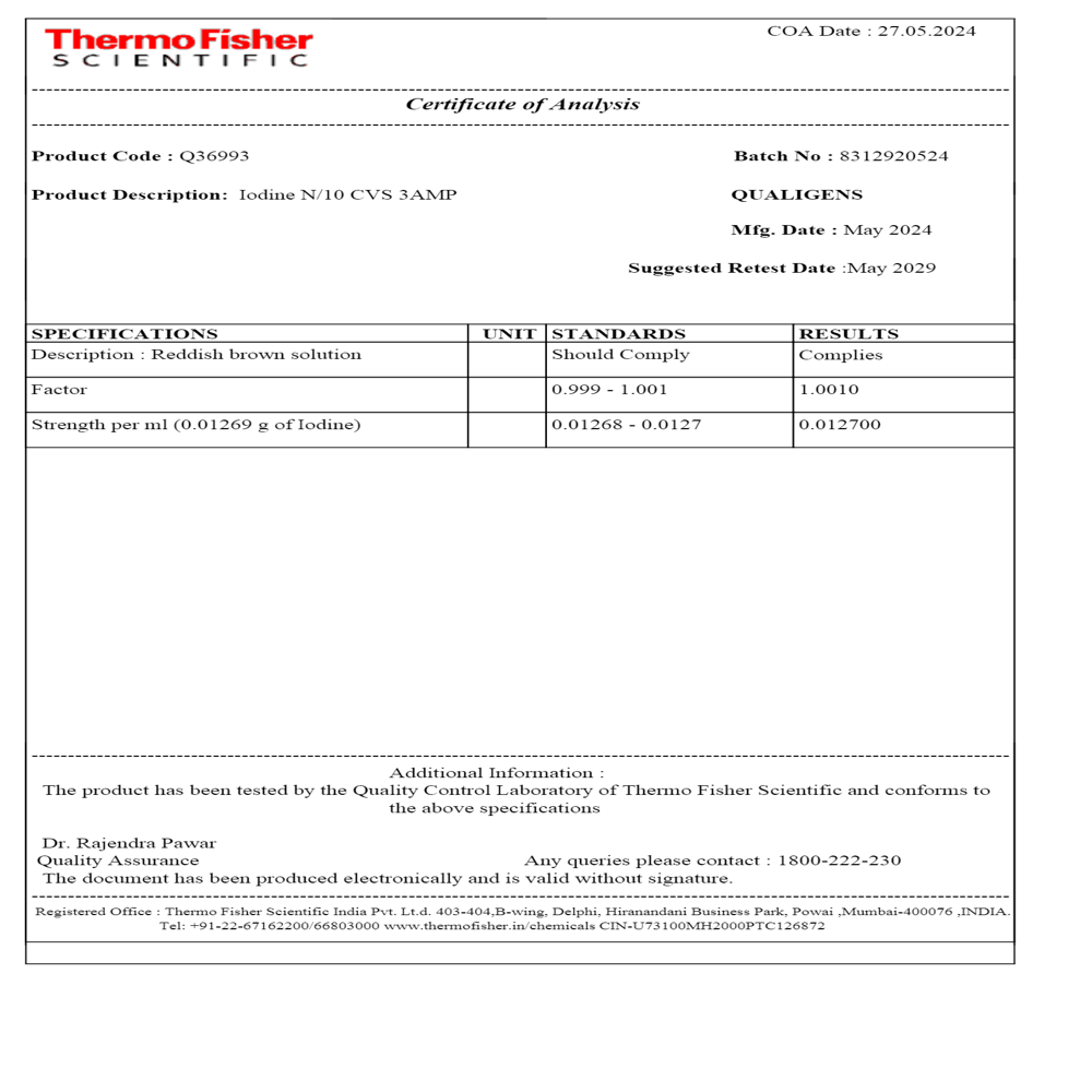 Iodine Solution N 10 - Boiling Point: 184 Degreec
