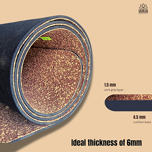 Cork And Natural Rubber Yoga Mat - Dimension (L*w*h): 6*2 Foot (Ft)