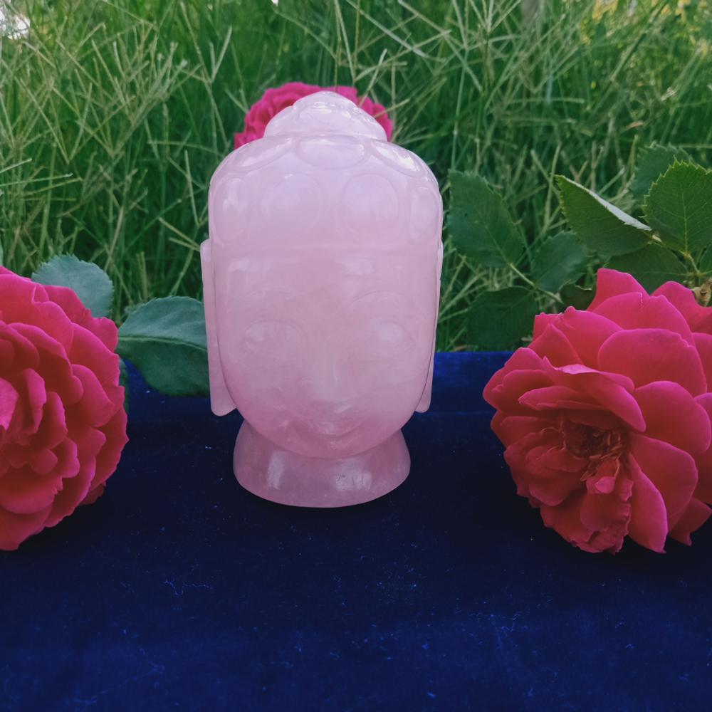 Rose Quartz Buddha Head - Color: Pink
