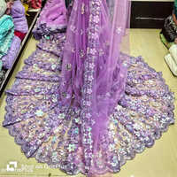 Daman Embroidered Net Fabric - Attributes: Washable