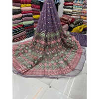 Sequins Embroidery Work Fabric - Attributes: Washable