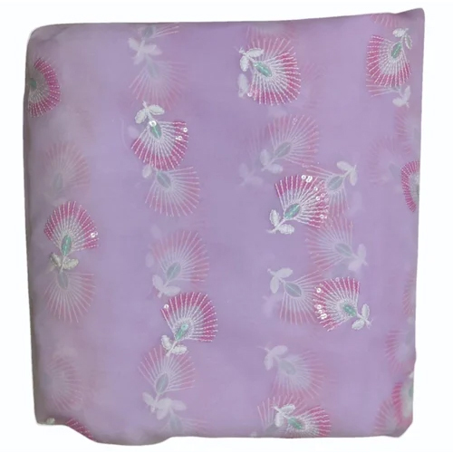 Purple Organza Nylon Embroidery Fabric