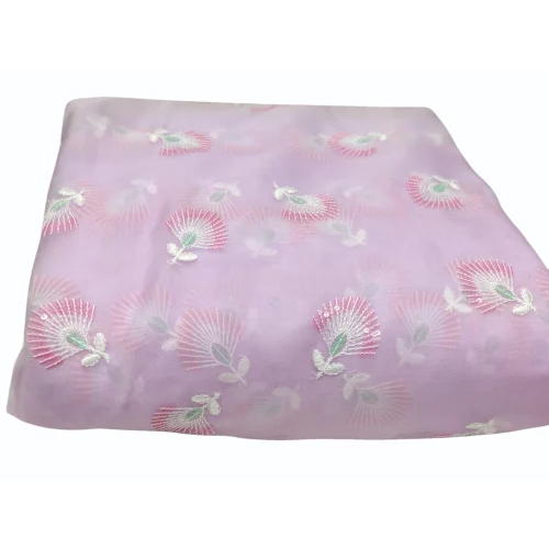 Purple Organza Nylon Embroidery Fabric