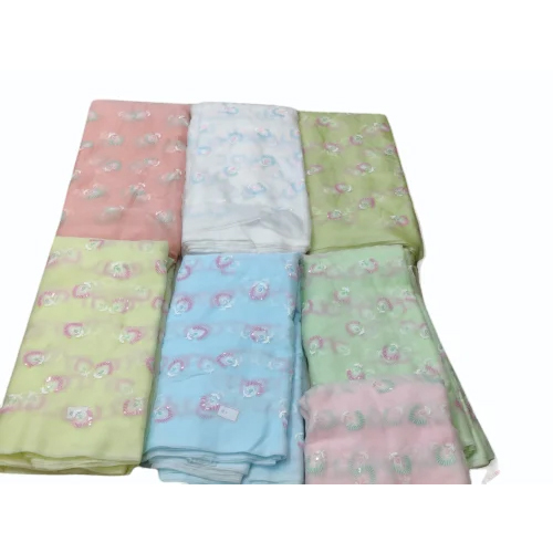 Purple Organza Nylon Embroidery Fabric
