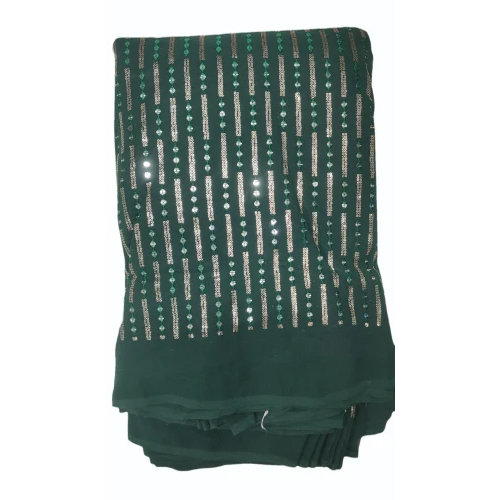 Dark Green Embroidery Georgette Fabric