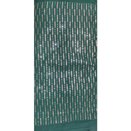Dark Green Embroidery Georgette Fabric