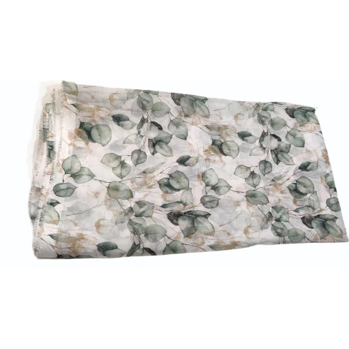 Tabby Silk Organza Leaf Printed Fabric