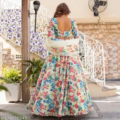 Digital Print Lehenga Choli Fabric