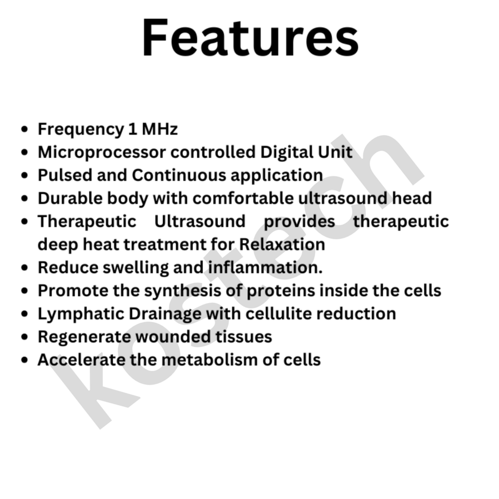 Digital Ultrasonic Machine - White, Portable, 50 Hertz Frequency | High-frequency Sound Waves, Enhanced Circulation, Non-invasive
