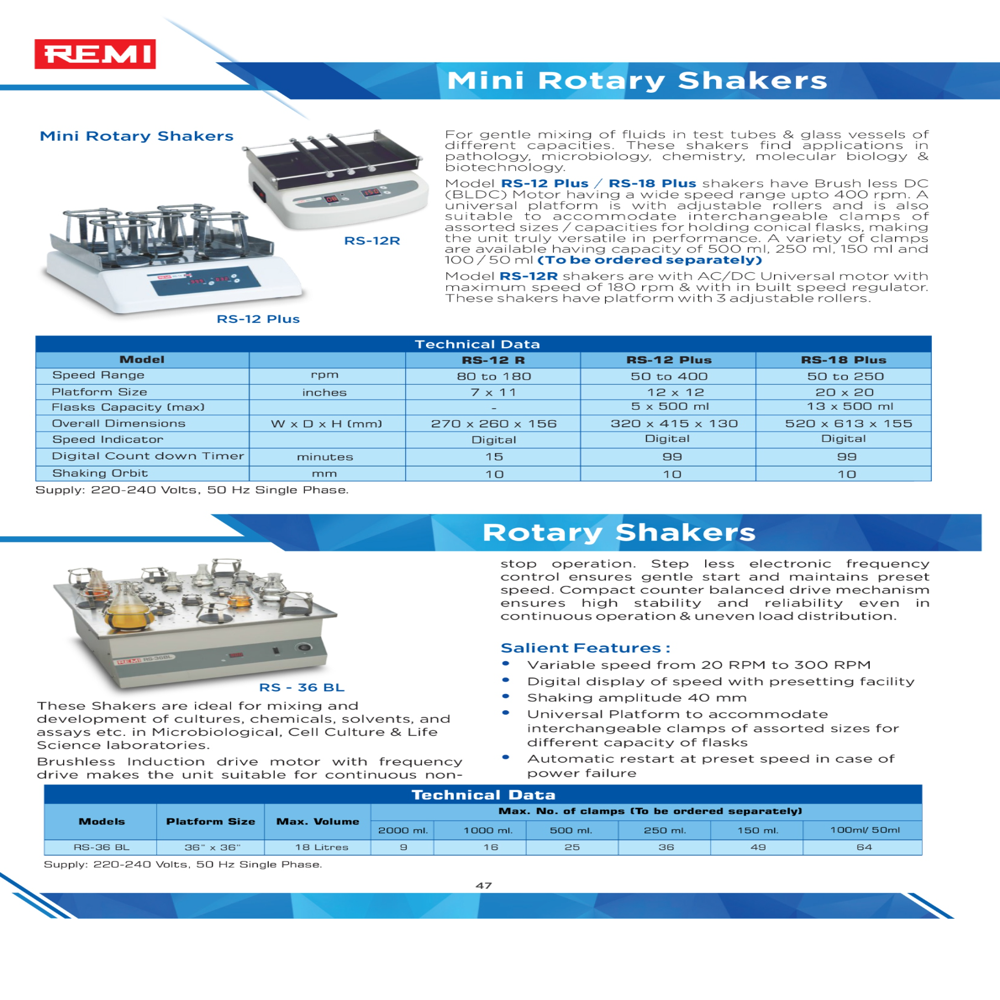 Rotary Shaker With Brushless Induction Motor - Color: White