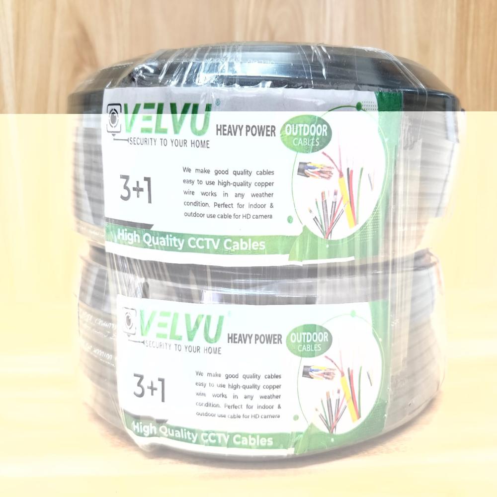 VELVU CABLE - 3+1 Outdoor Cable, 90m Length, Black Color, 250mm Width | Durable Design for Versatile Outdoor Applications