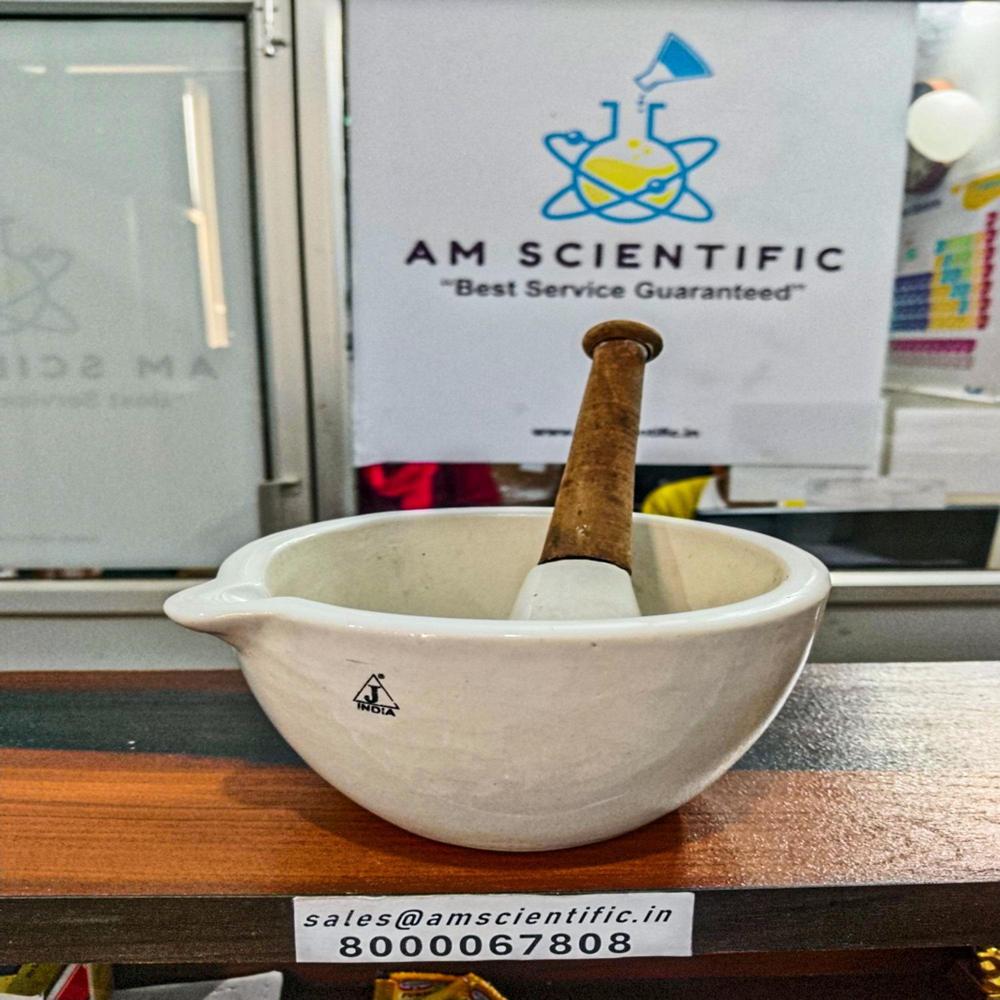 A Mortar & Pestle 4 Inch - Glass Material, 4 Inch Size, White Color | Durable Marble Finish For Laboratory Milling Tasks