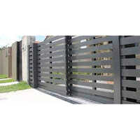 Motorized Sliding Gate - Iron Material, Standard Size , Sleek Black Powder Coated Finish, Customized Design, Convenient Automatic Operation