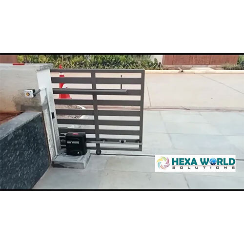 Motorized Sliding Gate - Iron Material, Standard Size , Sleek Black Powder Coated Finish, Customized Design, Convenient Automatic Operation