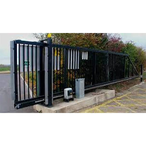Motorized Sliding Gate - Iron Material, Standard Size , Sleek Black Powder Coated Finish, Customized Design, Convenient Automatic Operation