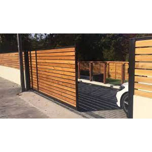 Motorized Sliding Gate - Iron Material, Standard Size , Sleek Black Powder Coated Finish, Customized Design, Convenient Automatic Operation