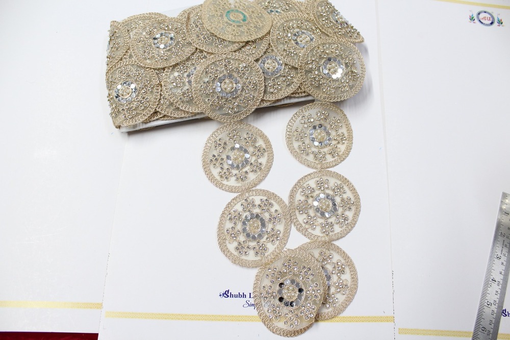 handwork lace & mirror  &moti & stone