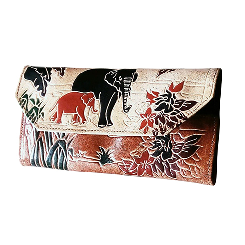 printed Leather Clutch Purse