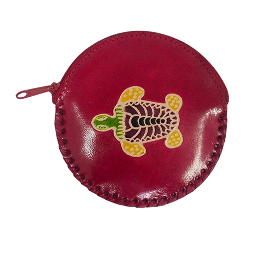 Oc209 Santiniketan Leather Round Pouch - Color: Different Available