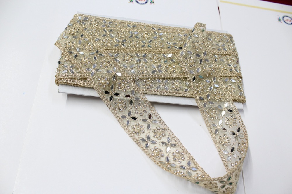 handwork lace & mirror & moti & stone
